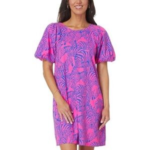 Lilly Pulitzer Rosen Cotton Dress in Passion Fruit Pink M Zebras